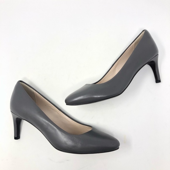 Cole Haan Grey Leather Low Heel Pump - Picture 3 of 8
